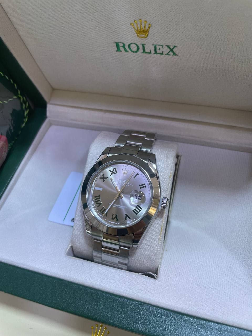 ROLEX ROMANIA DAY JUST SILVER AVEC COFFRET