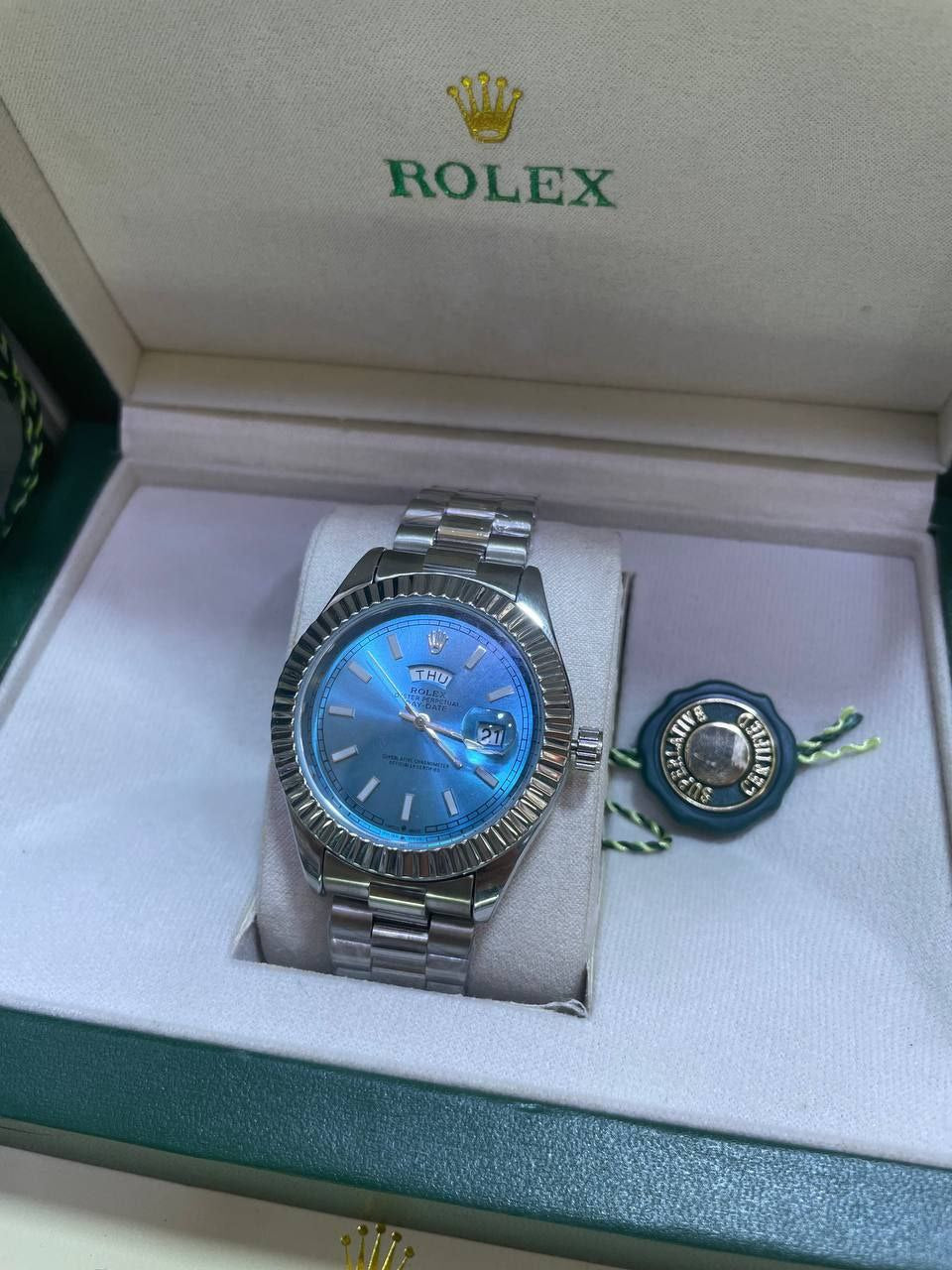 ROLEX OYSTER DAY DATE TIFFANY BLEU