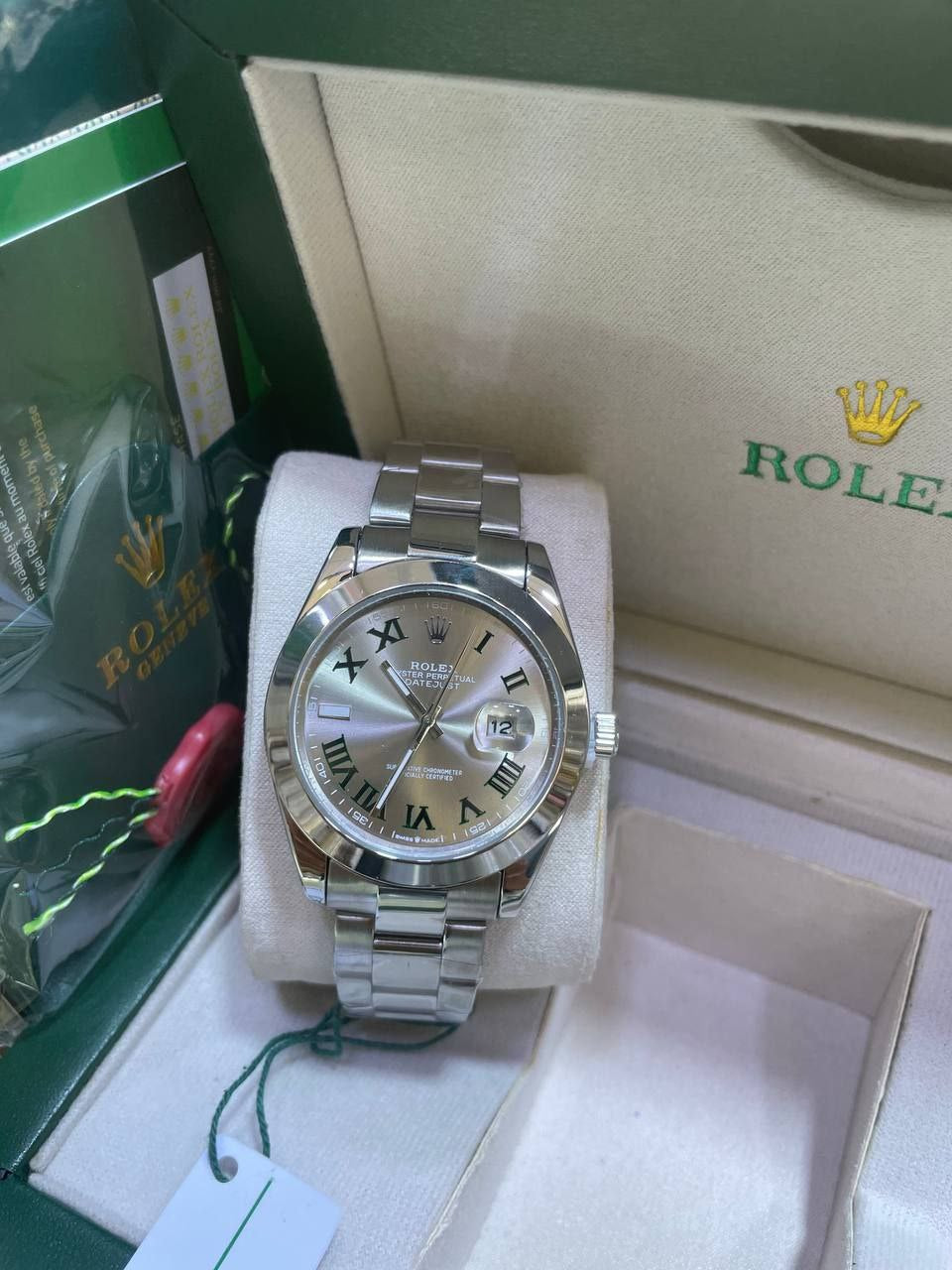 ROLEX ROMANIA DAY JUST SILVER AVEC COFFRET