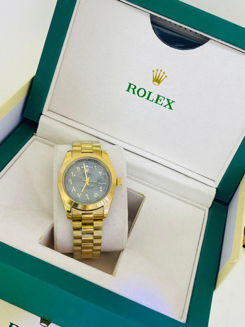 ROLEX ARABIA DAY DATE GOLD TABLEU GRIS